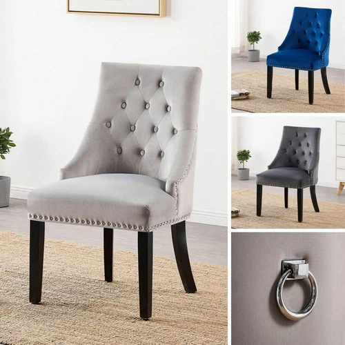 Velvet Dining Chair with Door Knocker Ring Windsor